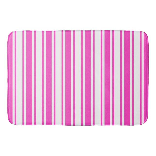 Tapis De Bain Bandes de bonbons roses et blancs chauds (Devant)