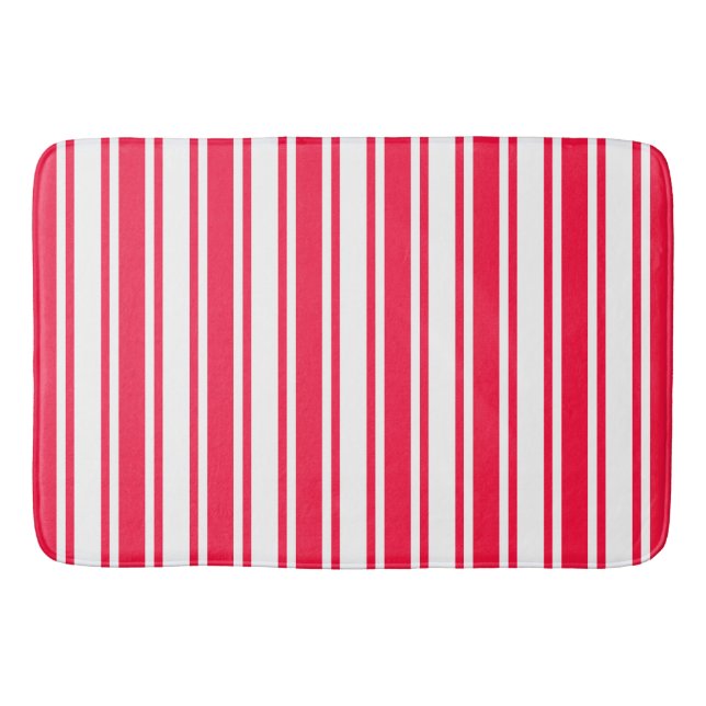 Tapis De Bain Bandes de bonbons rouges et blancs (Devant)