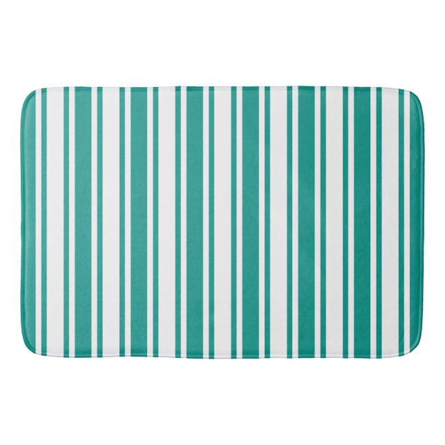 Tapis De Bain Bandes de bonbons turquoises et blanches (Devant)