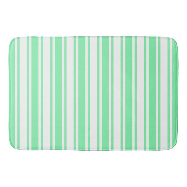 Tapis De Bain Bandes de bonbons vert et blanc pastel (Devant)