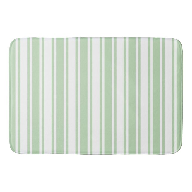 Tapis De Bain Bandes de bonbons vert pâle et blanc (Devant)
