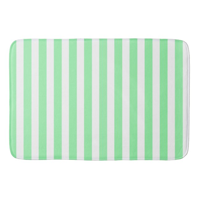 Tapis De Bain Bandes de bonbons vertes et blanches (Devant)