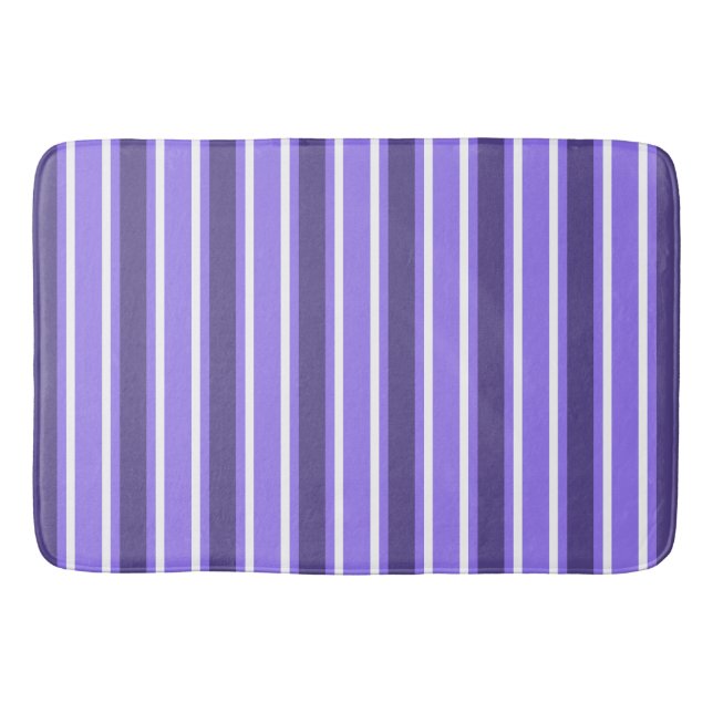 Tapis De Bain Bandes de bonbons violettes et blanches (Devant)