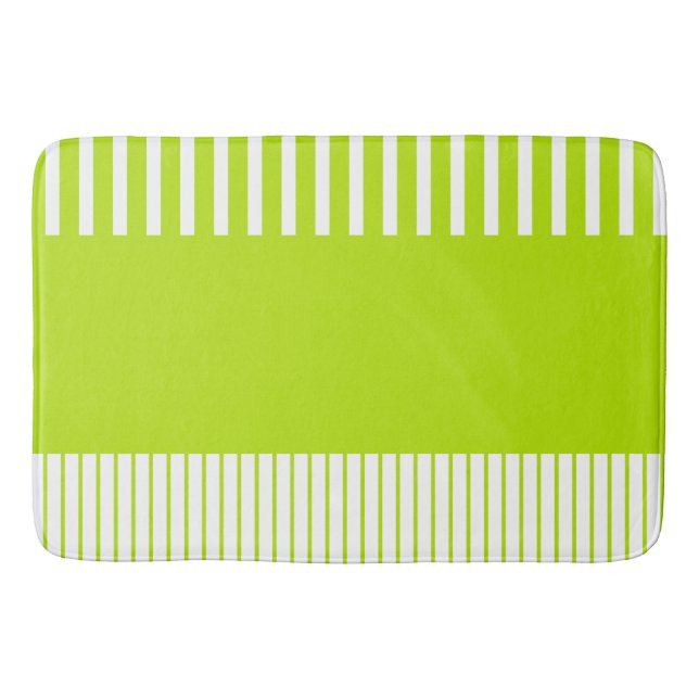 Tapis De Bain Bandes de couleur Pop en Lime Vert et Blanc (Devant)