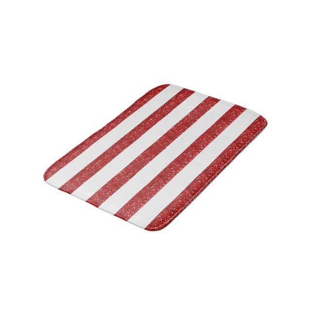 Tapis De Bain Bandes de Parties scintillant rouges (Angle)