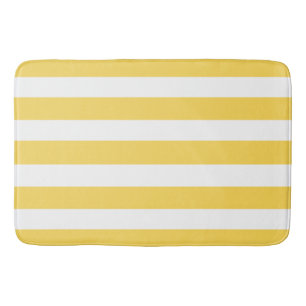Tapis De Bain Bandes de transats jaunes et blancs