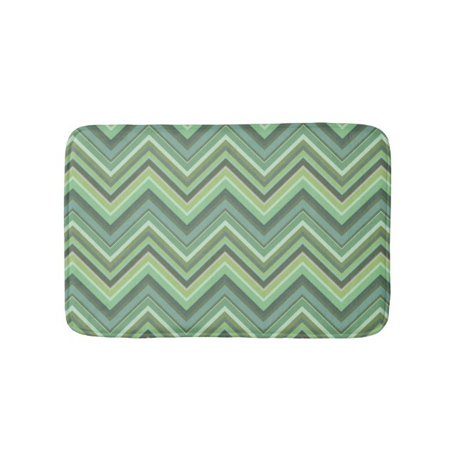 Tapis De Bain Bandes de zigzag vert olive (Devant)