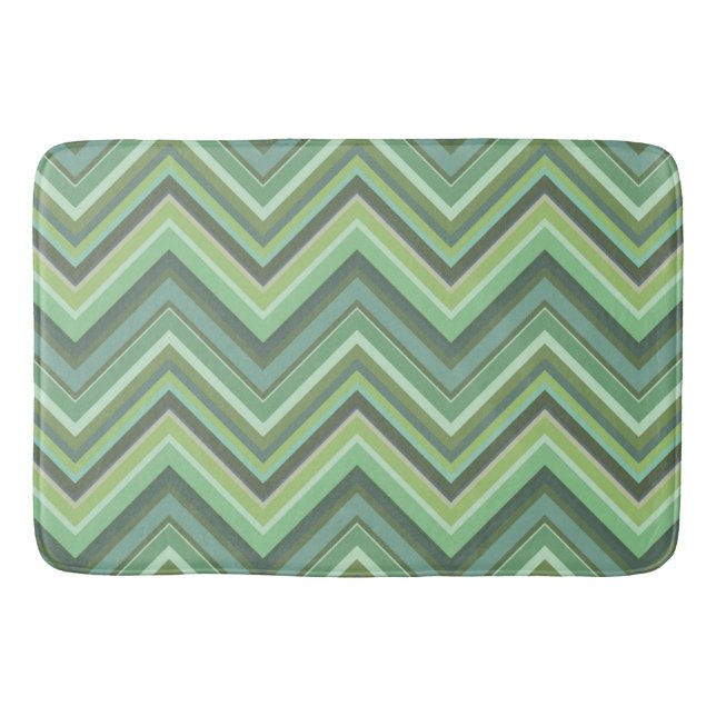 Tapis De Bain Bandes de zigzag vert olive (Devant)