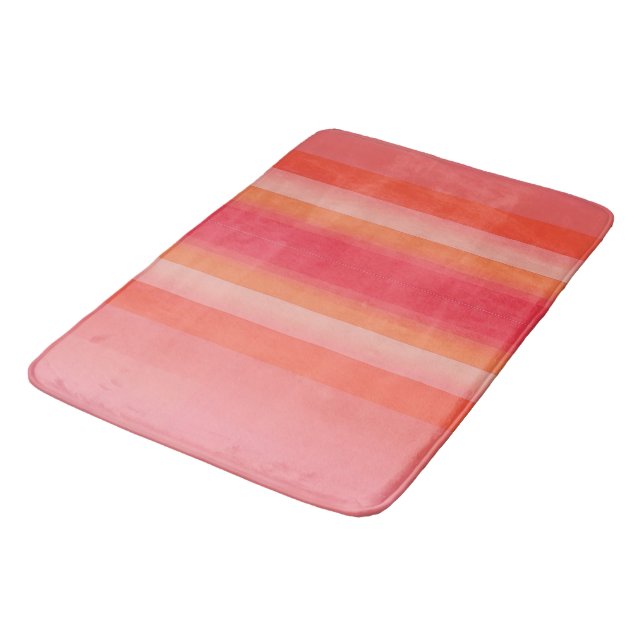 Tapis De Bain bandes dégradé rose et orange (Angle)