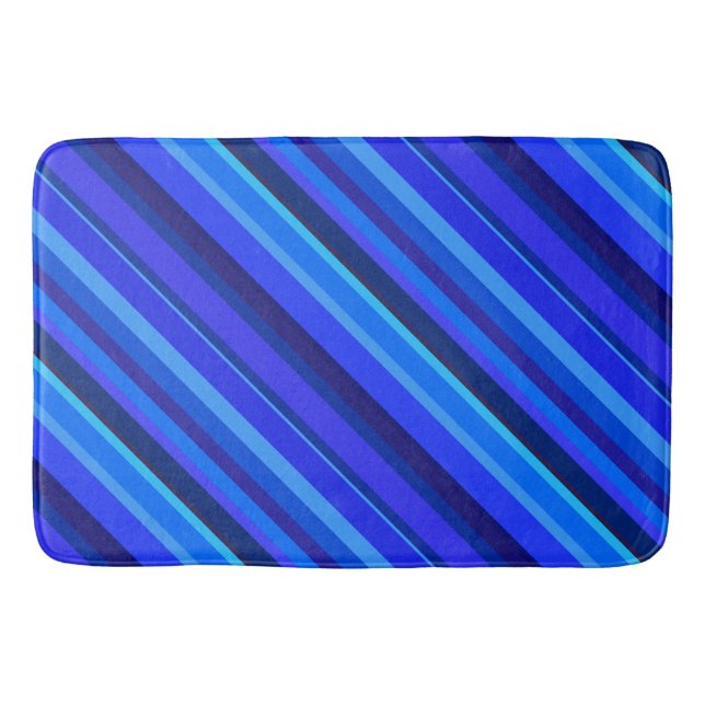 Tapis De Bain Bandes diagonales bleues (Devant)