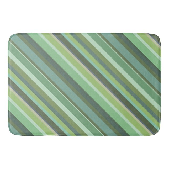 Tapis De Bain Bandes diagonales vert olive (Devant)