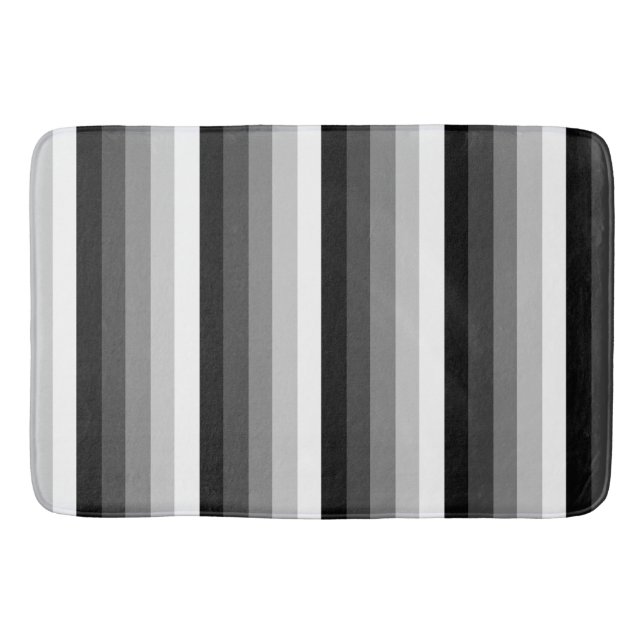 Tapis De Bain Bandes d'ombre noir et blanc (Devant)