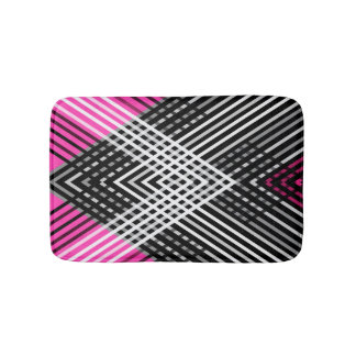 Tapis De Bain Bandes entrelacées en noir et blanc et gris sur un