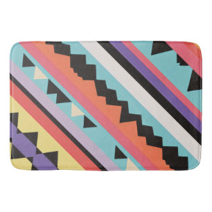 Tapis De Bain bandes et triangles colorés mélange de motifs
