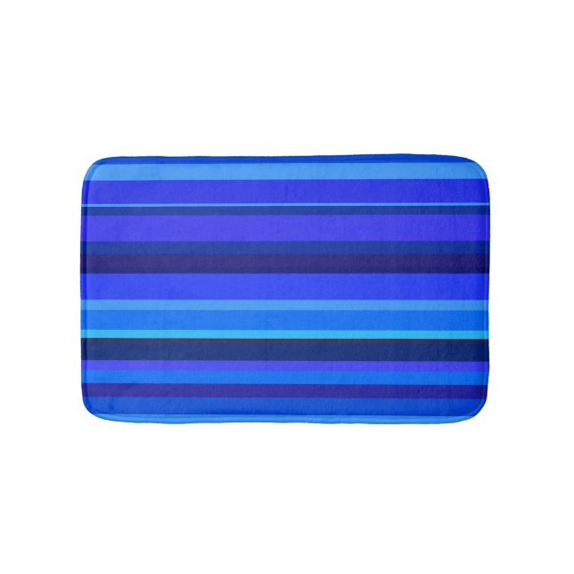 Tapis De Bain Bandes horizontales bleues (Devant)