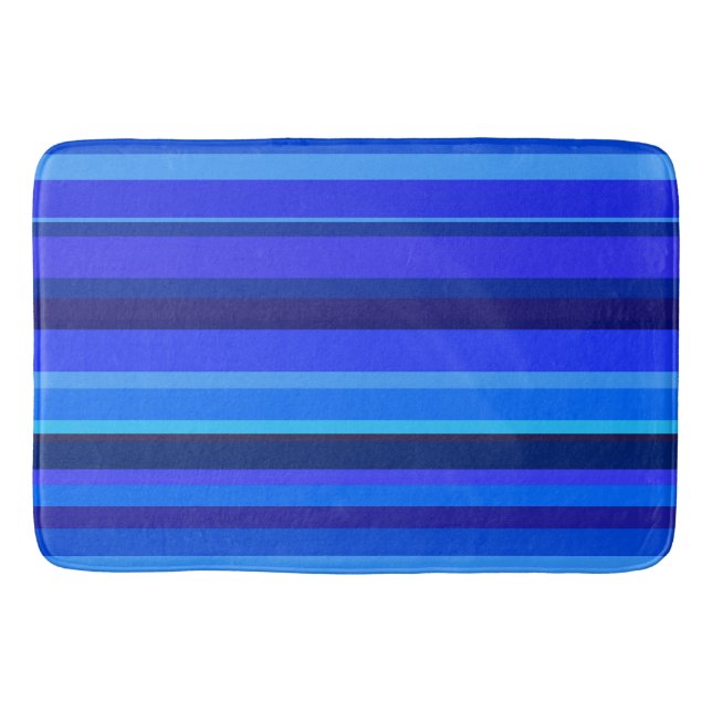 Tapis De Bain Bandes horizontales bleues (Devant)