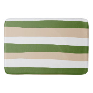 Tapis De Bain Bandes inégales - Blanc, Sable et Vert Palm