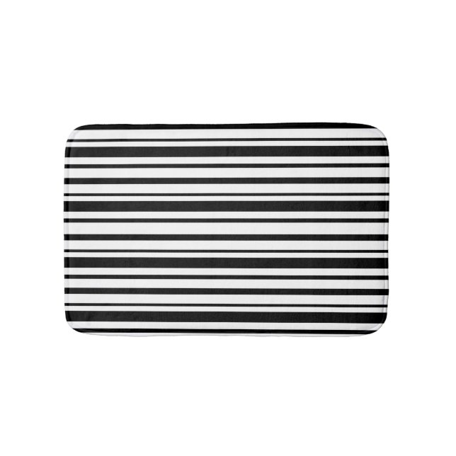 Tapis De Bain Bandes inégales noires et blanches (Devant)