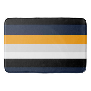 Tapis De Bain Bandes jaunes, bleues, blanches et noires