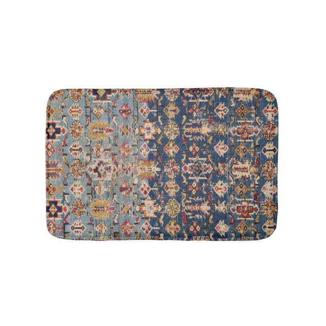 Tapis De Bain Bandes jaunes de Kuba bleu bleu foncé  (Devant)