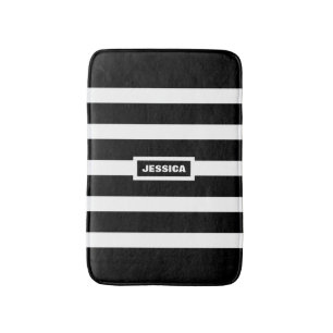 Tapis De Bain Bandes Noires Et Blanches Monographiées