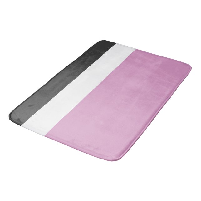 Tapis De Bain Bandes noires, grises et blanches (Angle)