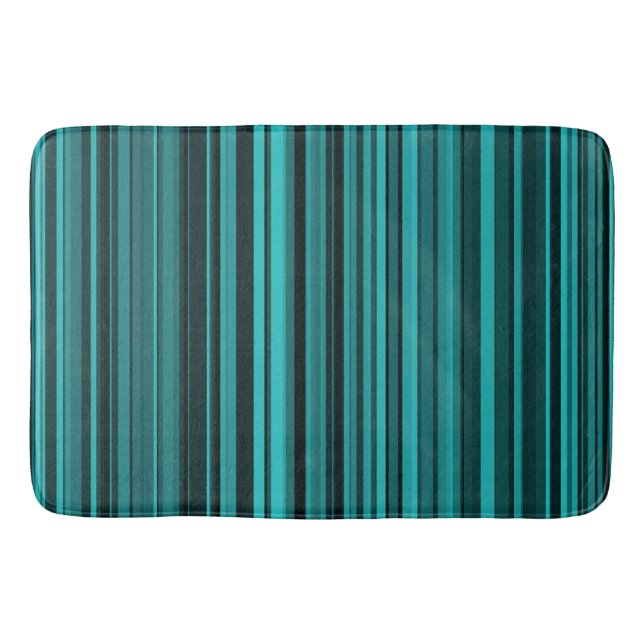 Tapis De Bain Bandes noires turquoises (Devant)
