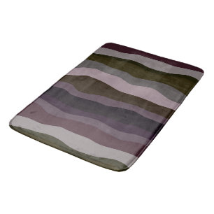 Tapis De Bain Bandes ondulées d'olive et de violet
