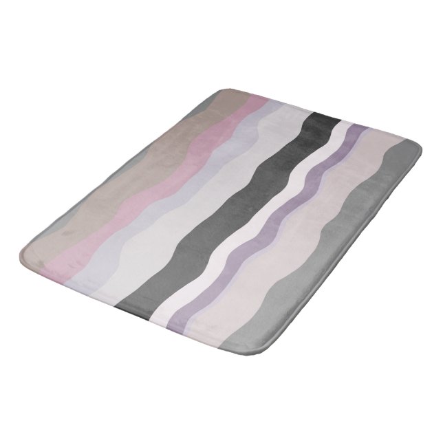 Tapis De Bain Bandes ondulées roses et violettes (Angle)