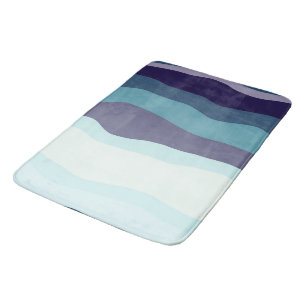 Tapis De Bain Bandes ondulées violettes et turquoise