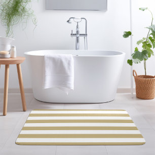 Tapis De Bain Bandes or et blanc Couleurs modifiables