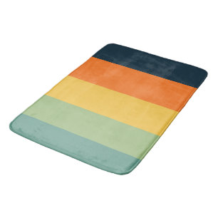 Tapis De Bain Bandes orange, bleue, jaune et verte