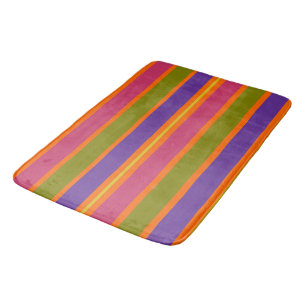 Tapis De Bain Bandes orange, jaune, rouge, verte et violette