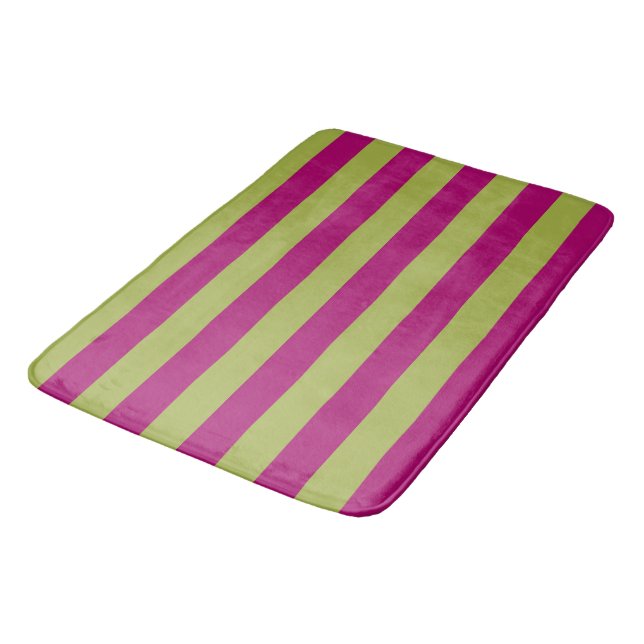 Tapis De Bain Bandes roses et vertes (Angle)