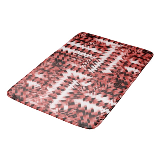 Tapis De Bain Bandes rouges croisées avec dégradé ou poli (Angle)