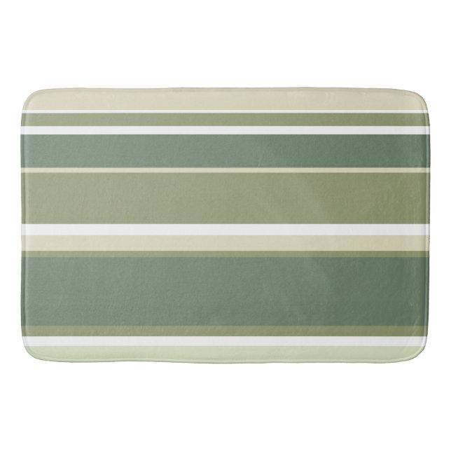 Tapis De Bain Bandes vert olive (Devant)