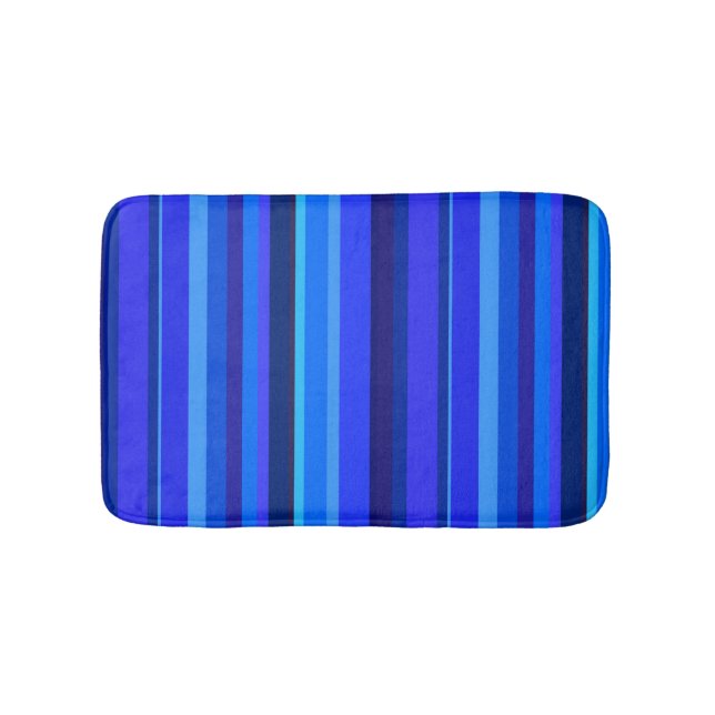 Tapis De Bain Bandes verticales bleues (Devant)