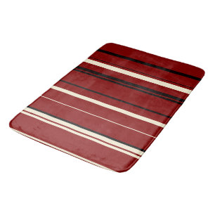 Tapis De Bain Bandes vintages noires et rouges