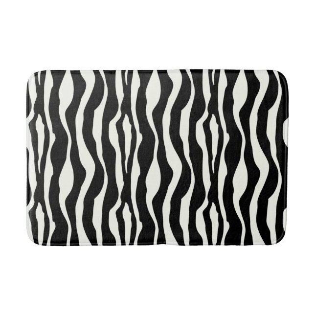 Tapis De Bain Bandes zébrées - Noir et Blanc (Devant)