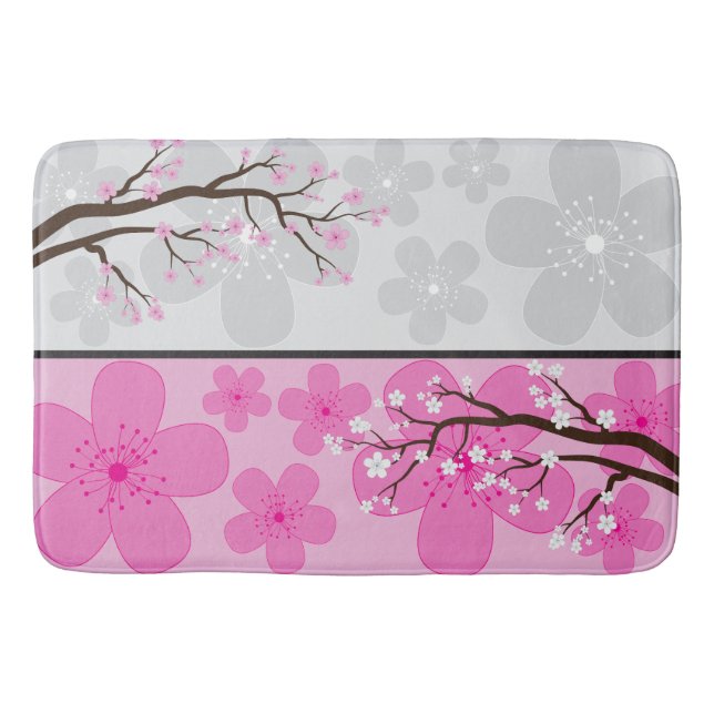 Tapis De Bain Bannières de fleurs de cerisier (Devant)