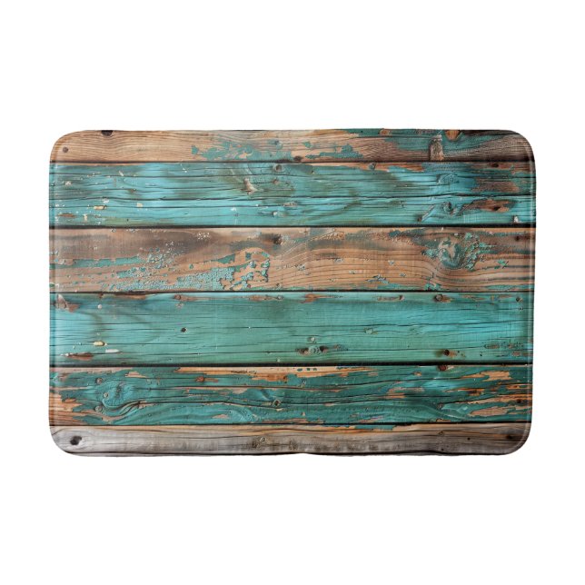 Tapis De Bain Barne en bois Turquoise Aqua Shabby Chic (Devant)