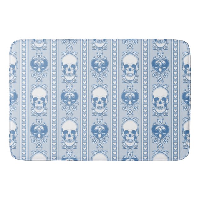 Tapis De Bain Baroque Crâne Motif bleu (Devant)
