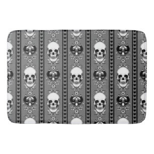 Tapis De Bain Baroque Crâne Motif Gris