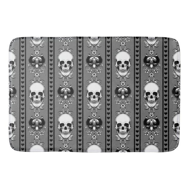 Tapis De Bain Baroque Crâne Motif Gris (Devant)