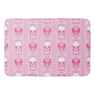 Tapis De Bain Baroque Crâne Motif rose