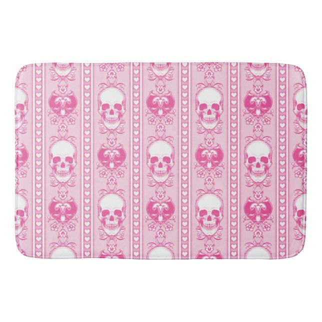 Tapis De Bain Baroque Crâne Motif rose (Devant)