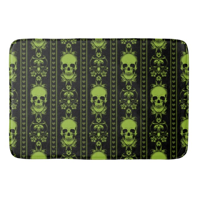 Tapis De Bain Baroque Crâne Motif vert (Devant)