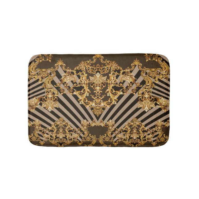 Tapis De Bain Baroque d'or : conception motif géométrique (Devant)