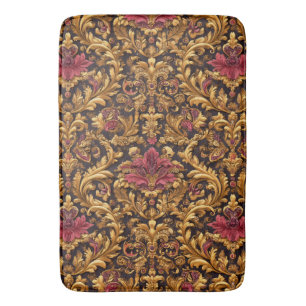 Tapis De Bain Baroque Floral Royal avec Ornement Doré
