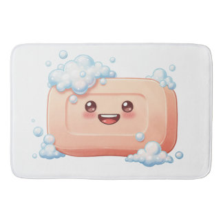 Tapis De Bain Barre de savon souriante mignonne avec des bulles